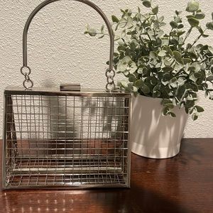 Silver Metal Cage Purse